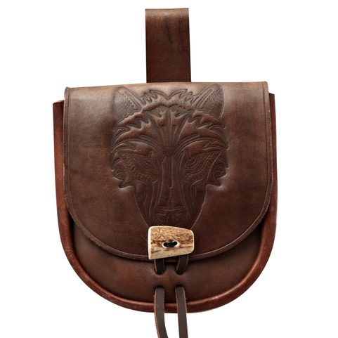 WOLF, LEATHER BAG, BROWN
