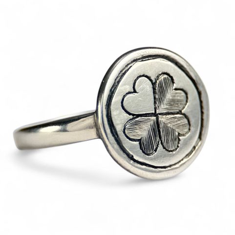 QUATREFOIL, MEDIEVAL RING, SILVER 925/1000