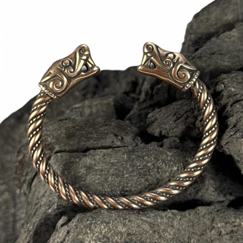VIKING WOLF, BRACELET FROM BURG, SWEDEN, BRONZE