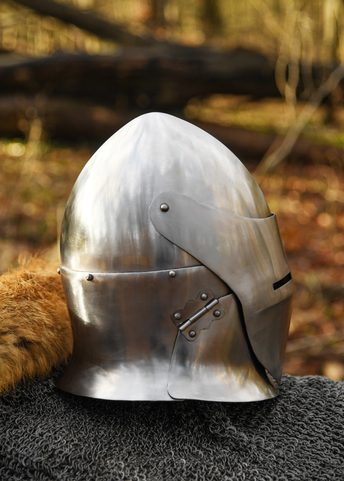 CASQUE À COQUE AVEC VISIÈRE RABATTABLE, ACIER 1,6 MM