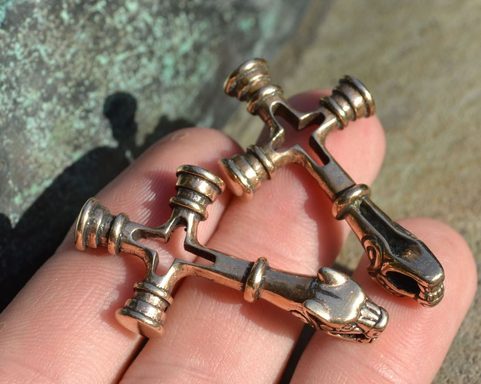 FENRIR, ICELANDIC WOLF CROSS, BRONZE PENDANT