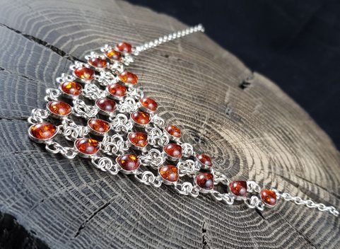 MARINA, AMBER, NECKLACE, STERLING SILVER