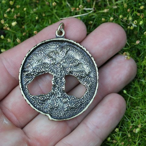 CELTIC OAK SACRED TREE OF LIFE PENDANT ZINC, ANTIQUE BRASS