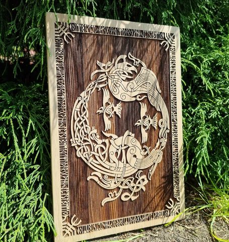 RAVEN MOON WALL DECORATION 45CM OAK