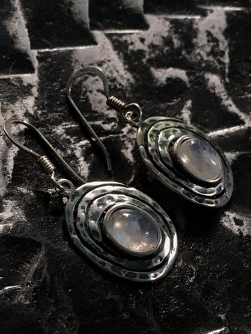 MOONSHINE, STERLING SILVER EARRINGS, MOONSTONE