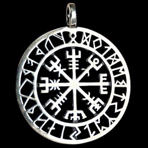 VEGVISIR, RUNES, PENDANT, SILVER