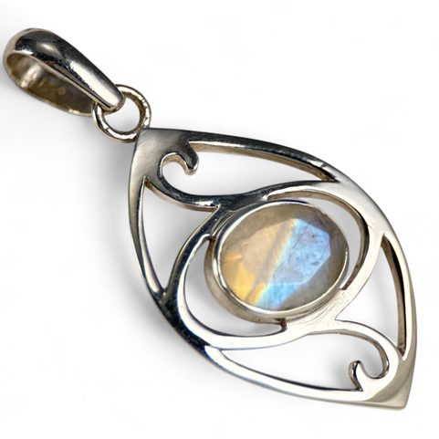 VEDA, SILVER PENDANT, RAINBOW MOONSTONE AG 925/1000