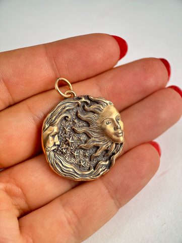 SUN AND MOON, PENDANT, BRONZE