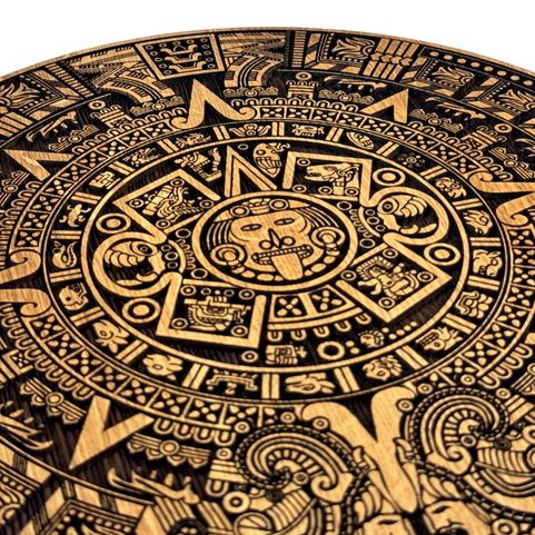 AZTEC CALENDAR, WOODEN WALL PICTURE 32CM