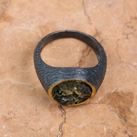 THEODORICUS SILVER MOLDAVITE RING