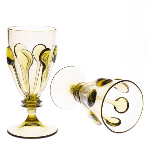PERCHTA, BOHEMIAN MEDIEVAL GOBLET, GREEN FOREST GLASS