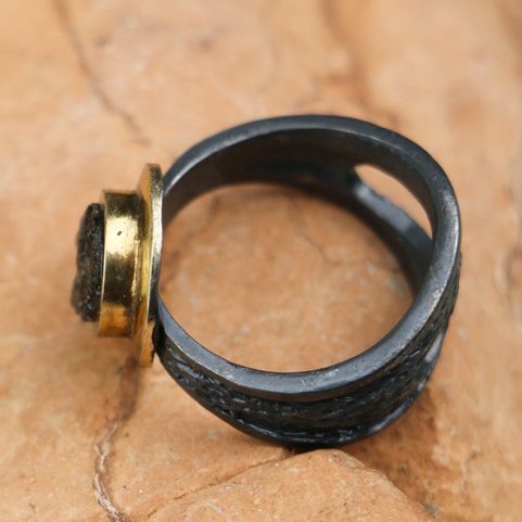 LEVONA SILVER MOLDAVITE RING