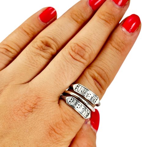 WEALTH - VIKING SILVER RUNE RING, AG 925