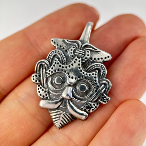 VIKING HEAD PENDANT, GNEZDOVO, SILVER 925