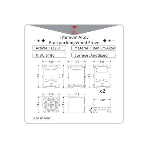 RÉCHAUD À BOIS TI2201 TITANIUM ALLOY BACKPACKING
