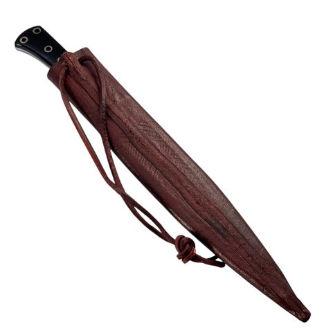 MEDIEVAL KNIFE WITH HORN HANDLE AND LEATHER SHEATH