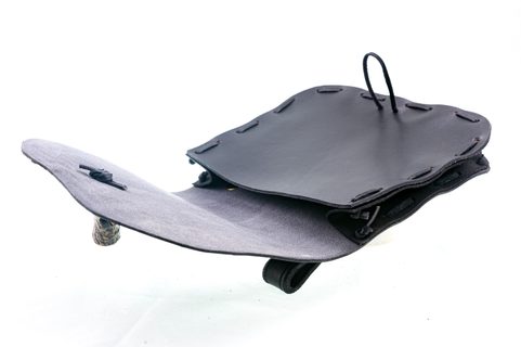 LEATHER HISTORICAL BELT BAG, ANTLER, BLACK