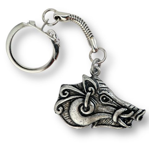 CELTIC BOAR KEY RING, ZINC ANTIQUE SILVER