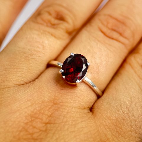 ALIOTH, RING, GARNET SILVER 925/1000