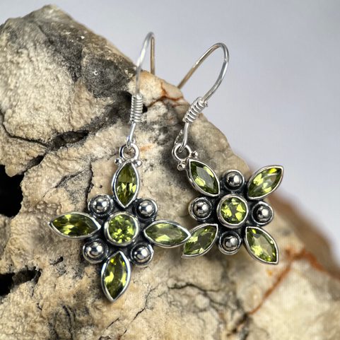 VICENZA, SILVER EARRINGS, PERIDOT, AG 925/1000