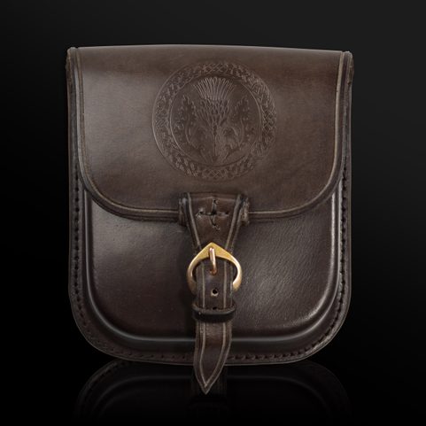 ALBA, SCOTTISH THISTLE, LEATHER BELT BAG - BROWN