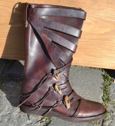 VARYAG, LATHER VIKING HIGH SHOES - BROWN