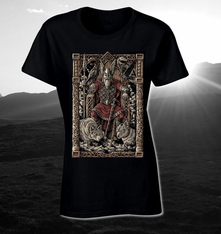 ODIN ON THE THRONE, LADIES' VIKING T-SHIRT