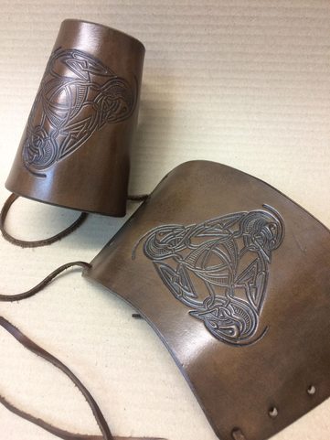 VIKING, LEATHER BRACERS - PAIR