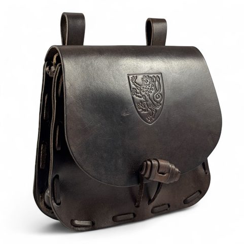 LEATHER MEDIEVAL SATCHEL WITH COAT OF ARMS - BOHEMIA