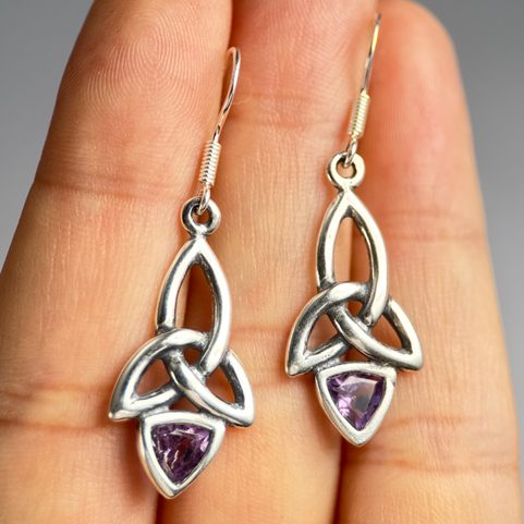 KIRA, EARRINGS, SILVER AND AMETHYST