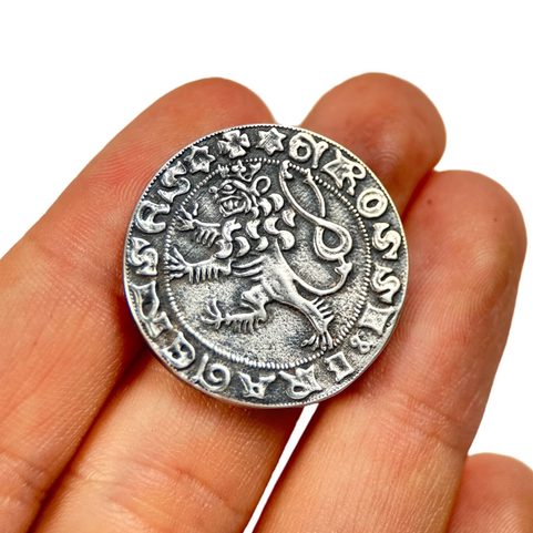 GROS DE PRAGUE, RÉPLIQUE D’UNE MONNAIE MÉDIÉVALE ARGENT AG 925/1000, 12 G
