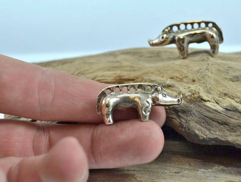 CELTIC BOAR, TABOR, BOHEMIA, BRONZE PENDANT, REPLICA