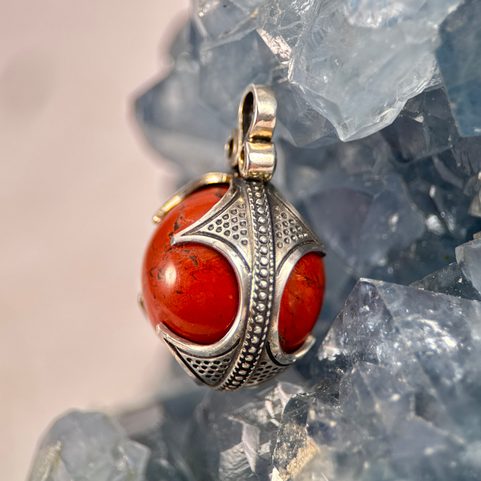 VIKING JASPER BALL PENDANT, GOTLAND, SILVER
