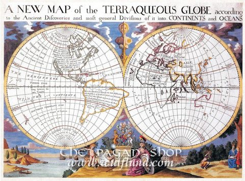 A NEW MAP OF THE TERRAQUEOUS GLOBE, HISTORICAL MAP, REPLICA