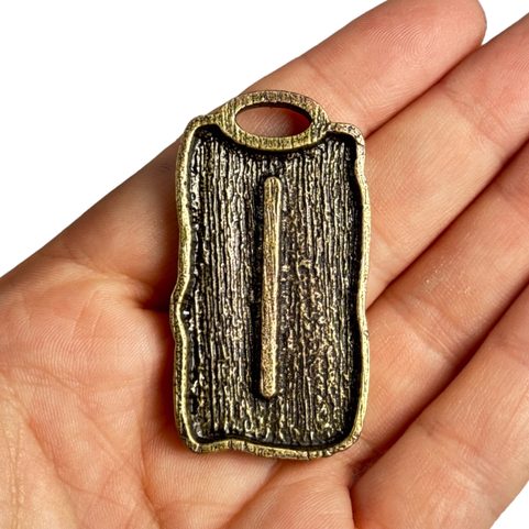 ISAZ - RUNE PENDANT, ZINC ANT. BRASS