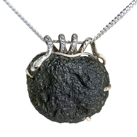 UROBOROS, PENDENTIF EN ARGENT, MOLDAVITE AG 925