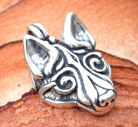 FENRIR, NORSE WOLF PENDANT, SILVER 925,