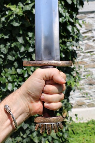 GORM, VIKING SWORD PETERSEN TYPE O, BRONZE, SILVER WIRE
