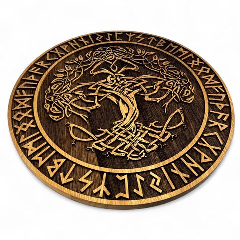 TREE OF LIFE - RUNES WALL DECORATION 45CM OAK