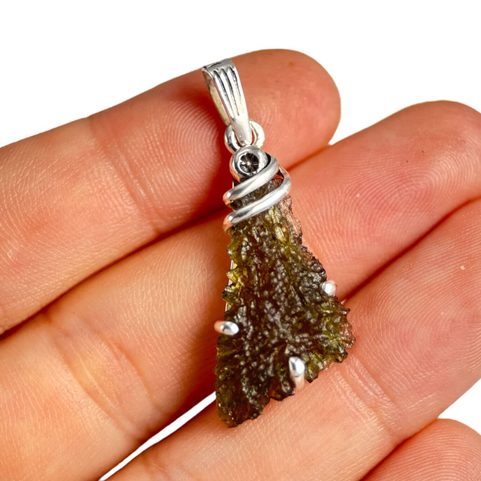 INNIS,MOLDAVITE, PENDENTIF, ARGENT 925/1000