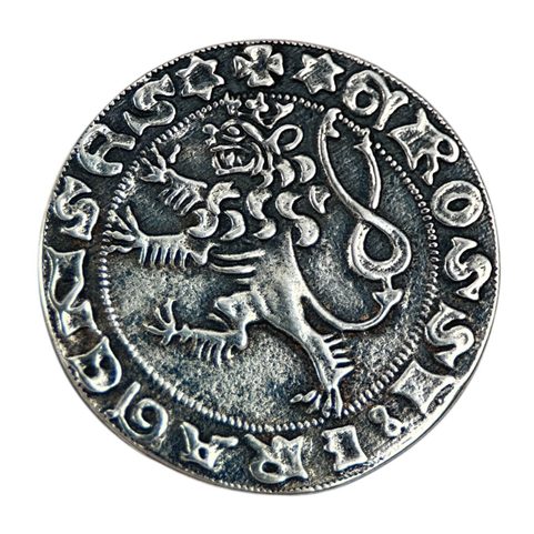 GROS DE PRAGUE, RÉPLIQUE D’UNE MONNAIE MÉDIÉVALE ARGENT AG 925/1000, 12 G