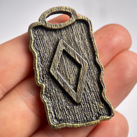INGWAZ, INGUZ, RUNOVÝ AMULET, ZINEK STAROMOSAZ