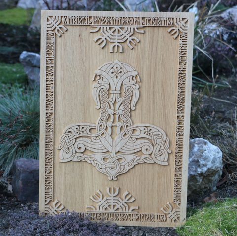 MARTEAU DE THOR - DÉCORATION MURALE, BOIS, 32 X 45 CM