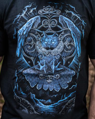 CELTIC OWL, MEN'S T-SHIRT, COLOURED