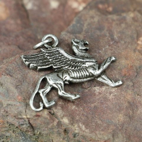 SCYTHIAN GRIFFIN, PENDANT, ZINC ANTIQUE SILVER