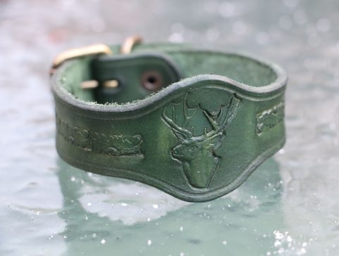 CERF, BRACELET DE CHASSE EN CUIR