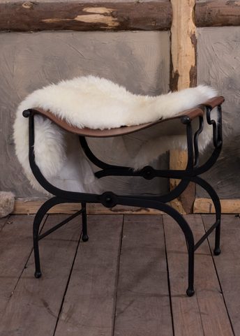 FOLDING ROMAN CHAIR, METAL AND LEATHER