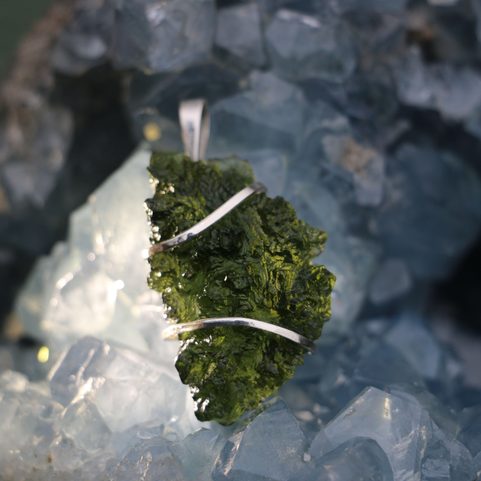 CENTAURI - STERLING SILVER PENDANT, MOLDAVITE AG 925