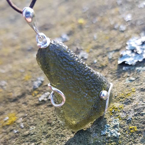 SELENE MOLDAVITE, STERLING SILVER PENDANT
