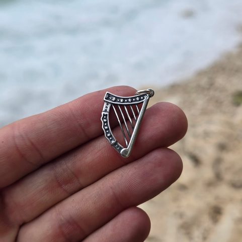 ERIN GO BRAGH - IRISH HARP, SILVER PENDANT, AG 925